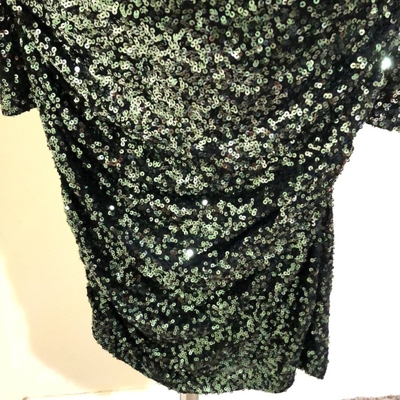 Badgley Mischka Sequin Shamrock Pencil Dress Size Small Green - Picture 3 of 10